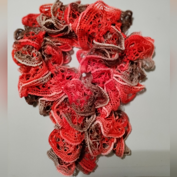 Handmade Scarf. EUC Knitted Color salmon and dark tans. Soft soft soft! - Picture 2 of 3